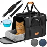 Cadoca Tiertransportbox, Tiertransporttasche faltbar Box Transporttasche Hund Katze anthrazit