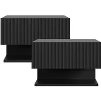 en.casa Nachttisch (Set, 2-St), »Nand« hängend mit Schublade und Ablage 42x30x30 cm Schwarz