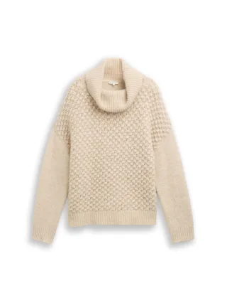 Tom Tailor - Strickpullover mit Rollkragen beige - Gr. - XS