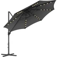 SONGMICS Sonnenschirm, Ampelschirm, ∅300cm, mit/ohne 28 Solar-LED-Leuchten, um 360° drehbar