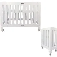 Puckdaddy GmbH Baby-Reisebett Henry 60x120 cm, weiß, Holz - mobiles Babybett mit Rollen