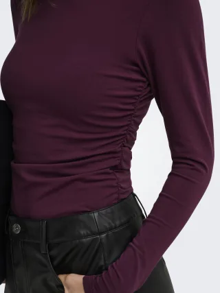 ONLY - ONLMIRA LIFE L/S RUCHING TOP JRS NOOS Winetasting - Gr. - XS