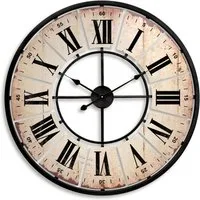 K&L Wall Art Wanduhr Große XXL Vintage Metalluhr Wohnzimmer Uhr XL Retro Küchenuhr (Used Look, leises Quarz Uhrwerk)