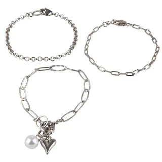 Bastelpackung 3 Armbänder oder 1 Kette, silber