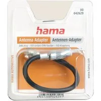 Hama Antennen-Adapter ISO Kupplung auf DIN-Stecker Autoradio-Ersatzantennenstab, Auto-Radio Antenne ISO Antennen-Anschluss 50 Ohm DIN Stecker 150 Ohm