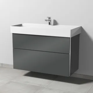 Sanipa 3way Waschtischunterbau zu Duravit Dura Square Waschtisch mit 2 Auszügen, Anthrazit-Glanz BS42779