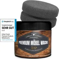 URBAN FOREST Möbelwachs für innen und außen von URBAN FOREST 250ml + Schwamm Holzpflegeöl (2 St)