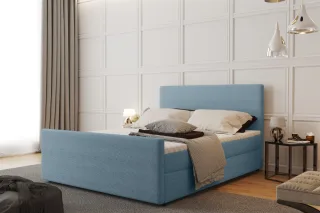Boxspringbett Schlafzimmerbett CARO 200x200cm Stoff Scala Hellblau