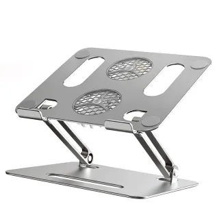 B3 Foldable Aluminum Laptop Stand with Dual RGB Cooling Fans Speed Control Height Adjustable Portable Laptop Holder for