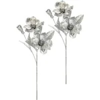 Kunstblume Magnolie, I.GE.A., Höhe 68 cm, 2er Set Dekoblume Metallic Effekt glänzende Weihnachtsdeko Blüten