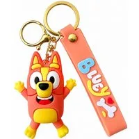 soma Schlüsselanhänger Bluey Bingo Heeler 3D Schlüsselanhänger 6,5cm Sammelfigur,1 Stück (Set, 1-tlg., Geschenk-Set), Silikonanhänger mit Metallring für Rucksack, Tasche & Schule