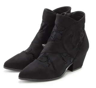 LASCANA Stiefelette mit Spitze & bequemen Blockabsatz, Cowboy Boots, Westernstiefel