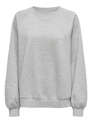 ONLY - ONLZENNA L/S OVERSIZE STONE CS SWT light grey melange - Gr. - S