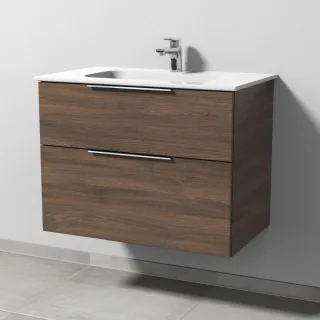 Sanipa 3way Keramik-Set Design Keramik-Waschtisch und Unterbau mit 2 Auszügen, Eiche-Arizona UM48080