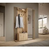 MOEBLO Kompaktgarderobe JOHN (Dielenschrank Wandschrank Regal Diele & Flur Kleiderschrank Schuhschrank, mit Spiegel Flurgarderobe Schrank Kompaktgarderobe), (BxHxT): 135x197x34cm