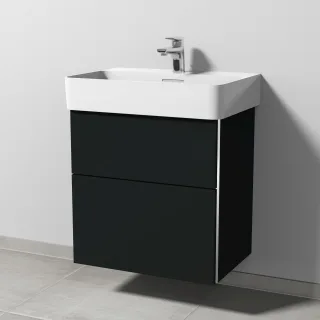 Sanipa 3way Waschtischunterbau zu Laufen VAL Waschtisch mit 2 Auszügen, Vulkan-Matt BP8211V