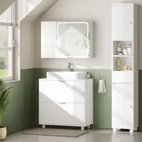 MSMASK Waschbeckenunterschrank Badezimmer Unterschrank Waschbecken mit 2 große Schubladen Badezimmerschrank mit Füßen, 30 x 60 x 60 cm, Weiß
