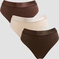 MP Damen Tanga mit Mittelhohem Bund (3er-Packung) – Dunkle Schokolade/Braun/Warmes Cremeweiß - XS