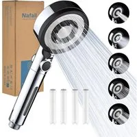 LuxusKollektion Duschbrause Duschkopf mit 4 PP Filter Handbrause Wassersparend 5 Strahlarten