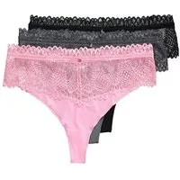 Ulla Popken Slip TruYou Strings 3er-Pack Spitzenbund