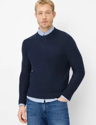 Brax Herren Strickpullover Style RICK navy, dunkelblau, Gr. S