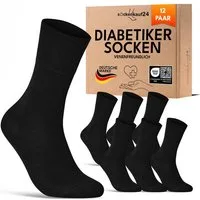sockenkauf24 Diabetikersocken 97% Baumwolle ohne Gummibund & ohne Naht mit Komfortbund (12-Paar) Diabetiker Socken ohne Gummi für Damen & Herren