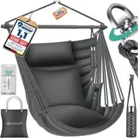 KESSER Hängesessel Haiti 150kg Traglast, Indoor & Outdoor Hängestuhl (Hängeschaukel mit 2 Kissen, Tragetasche, Flaschenhalter & Montage-Set), 360° Hängematte Pflegeleicht, UV-beständig & Wasserfest