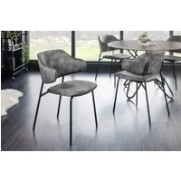 riess-ambiente Armlehnstuhl VOGUE grau / schwarz (Einzelartikel, 1 St), Esszimmer · Samt · Metall · mit Armlehne · Retro Design