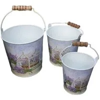 Deko-Impression Übertopf Pflanztopfset Eimer Lavendel Provence 3 Stück Pflanztöpfe Blumentopf (3 St)
