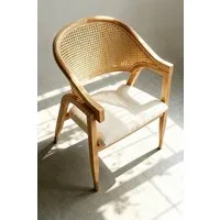 Vintagehaus Armlehnstuhl Esszimmerstuhl Aureo Mid-Century Massivholz Rattan