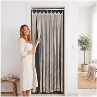 Cozyor Türvorhang Makramee Vorhang Boho 100x200 cm für Tür, Fenster, Balkon & Wohnwagen (1 St), Schlaufen, 100% Baumwolle, beige natur Wandteppich Wandbehang Hochzeit handgemacht