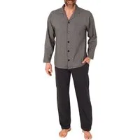Normann Pyjama Herren Langarm Schlafanzug zum durchknöpfen, auch in Übergrössen