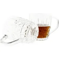 Almina Teeglas 6er-Gläser Set mit Henkel Teeglas Kaffeeglas Transparent mit Design, 6-tlg.