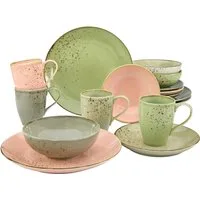 CreaTable Kombiservice Geschirr-Set NATURE COLLECTION Vintage Garden (16-tlg), 4 Personen, Steinzeug, Service, 16 Teile, für 4 Personen