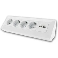 ChiliTec Aufputz-Steckdose 4-fach Steckdosenblock + 2x USB, weiß 250V~/ 16A