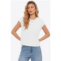 Imily Bela T-Shirt Damen weit geschnitten Bluse mit Brusttasche (Packung, 1-tlg., 1per-Pack) in Unifarbe