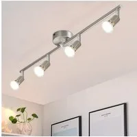 ZMH Deckenleuchte 4 Flammig-GU10 Modern Deckenspot Schwenkbar Wohnzimmer Schlafzimmer, Einfache Installation, ohne Leuchtmittel, 350°Drehbar Spot Strahler Edelstahl Decke innen
