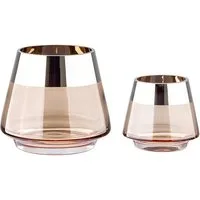 Fink Teelichthalter JONA - 2er Set Teelichthalter aus Glas in Sand/Silber - Windlichter (2er Set, 1 St., 2 Stück), Kerzenhalter - Teelicht - Kerzenlicht - Geschenkeset - Dekoration