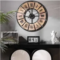 K&L Wall Art Wanduhr Große XXL Vintage Metalluhr Wohnzimmer Uhr XL Retro Küchenuhr (Used Look Metalluhr, leises Quarz Uhrwerk)