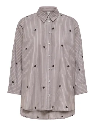 ONLY - ONLNEW LINA GRACE STR EMB SHIRT NOOS WVN Coffee Bean - Gr. - XL