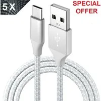 Kevin Frotscher (FroShop) 5x (Set) USB Schnellladekabel Ladegerät für Original Samsung Smartphone-Kabel, Huawei Lenovo Xiaomi Galaxy S22 S23 S24, Ultra Z Fold Flip USB zu Typ-C - 2m Weiß