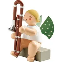Wendt & Kühn Weihnachtsfigur Engel mit Kontrafagott 650/74A, Haarfarbe zufällig blond oder braunhaarig