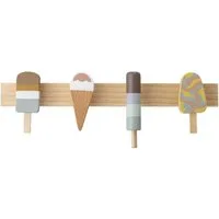 Bloomingville Kleiderhaken Zyon, Eis am Stiel Holz Wandgarderobe Kindergarderobe dänisches Design mehrfarbig