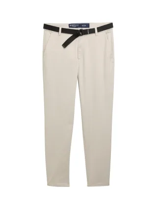 Denim Tom Tailor - Regular Fit Chino Hose mit Gürtel abbey stone mini houndstooth - Gr. - 32
