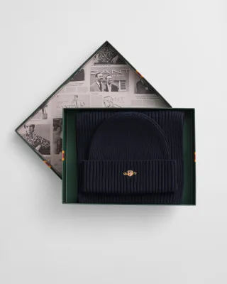GANT - Shield Beanie & Schal Geschenkset evening blue - Gr. - OS