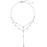 Hey Happiness Statementkette mit Tropfen Kristallen, Layering Kette, Damen Y-Kette 925 Silber vergoldet, Brautschmuck