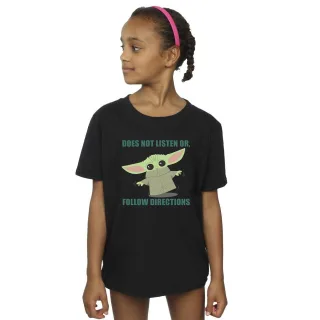 Star Wars - "The Mandalorian Does Not Listen" T-Shirt für Mädchen (Schwarz)