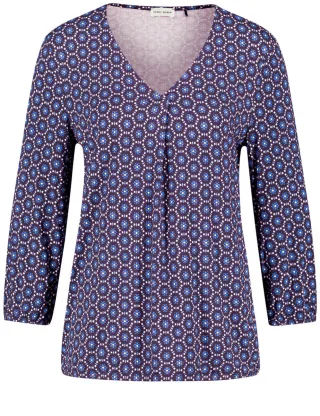 GERRY WEBER Collection - Gemustertes 3/4 Arm Shirt blau - Gr. - 38