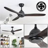 hofstein Deckenventilator Deckenventilator aus Metall/Holz in Schwarz/Mahagoni, (116 cm), Deckenlampe mit Ventilator, Auf-/Abwind, 6 Stufen, Fernbedienung