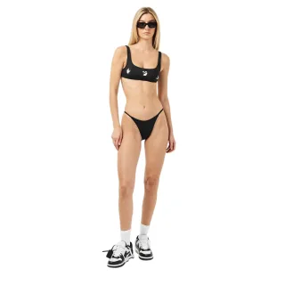 Off White - Bikini-Set für Damen, Eckiger Ausschnitt (Schwarz/Weiß)